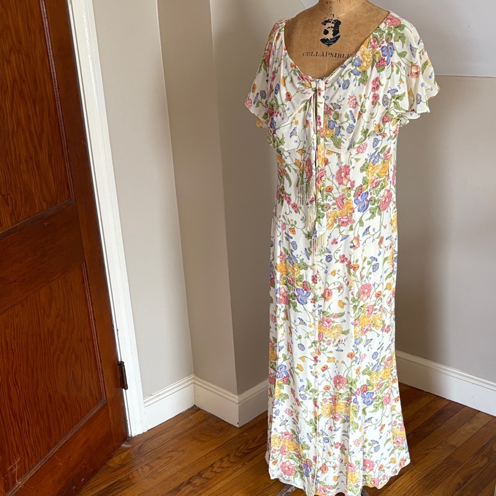 Vintage Liz Claiborne Multicolor Floral Maxi Dress 12